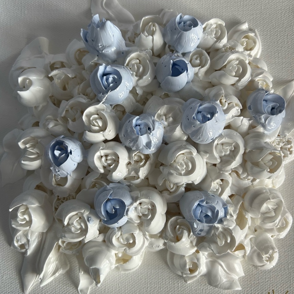 White and Blue Floral Wall Art
